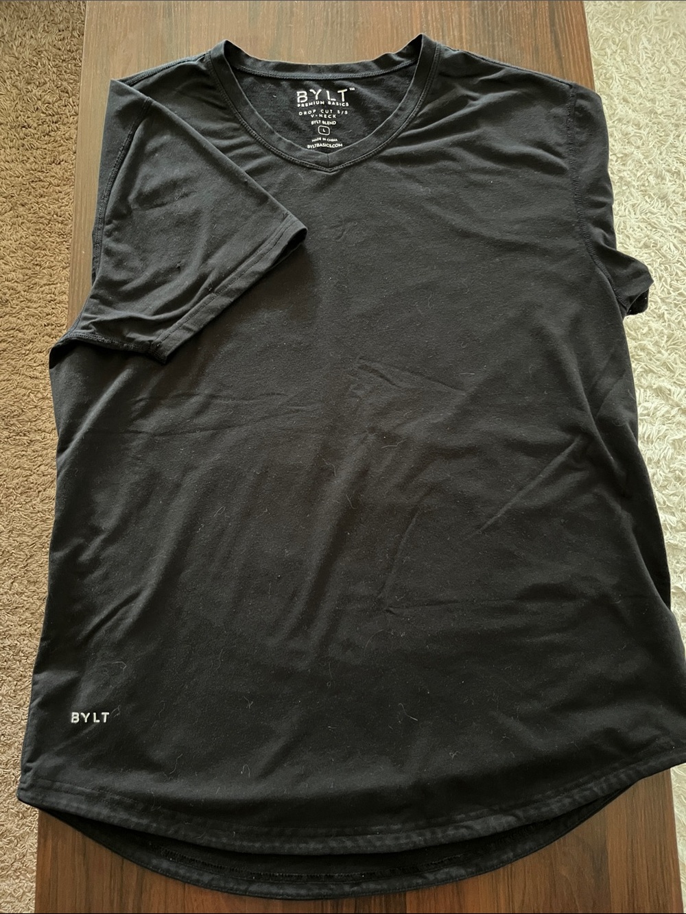 Men's BYLT Black V-Neck Drop Cut T-Shirt